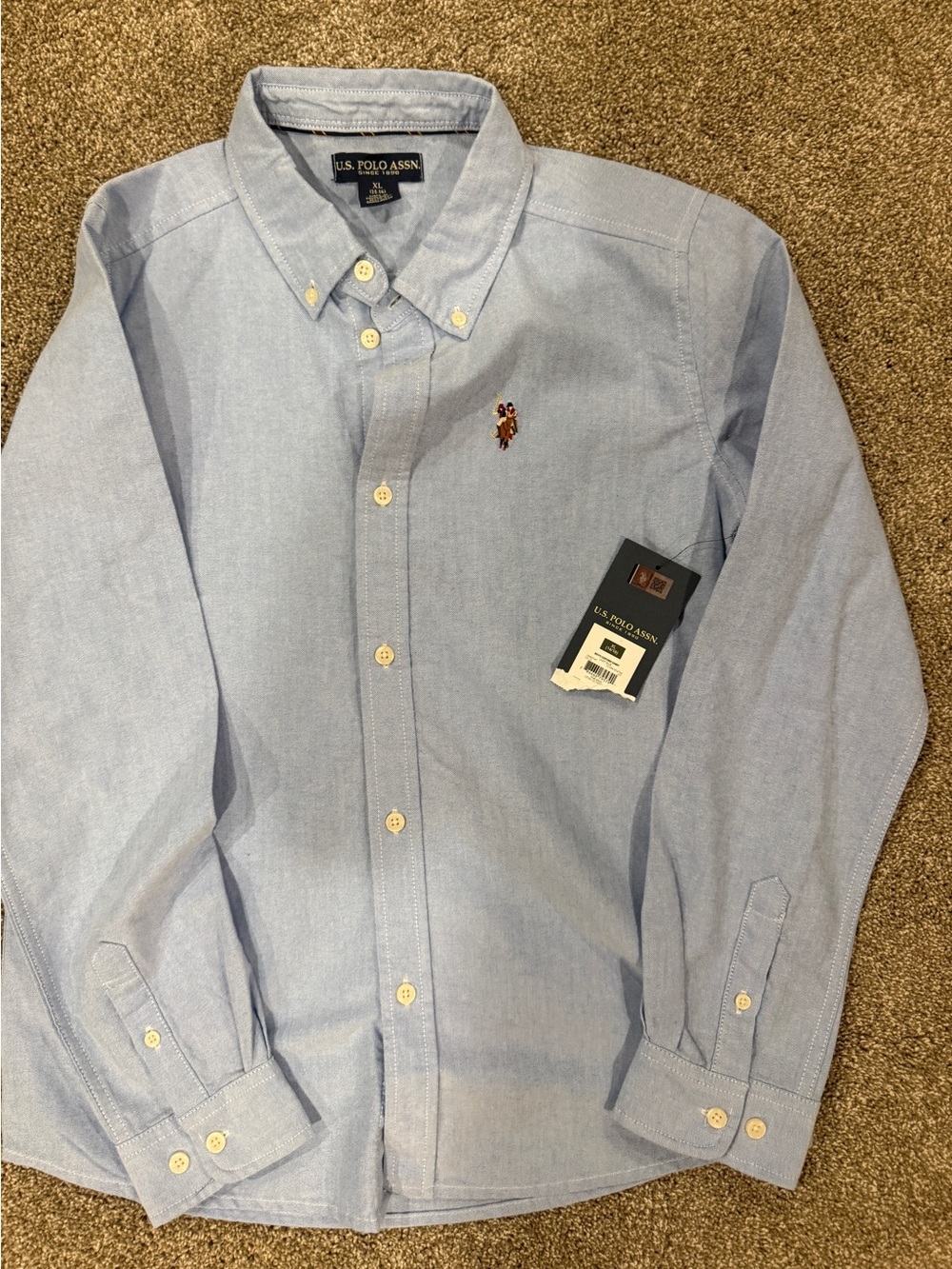 U.S. Polo Assn. Light Blue Button-Down Shirt with Embroidered Logo